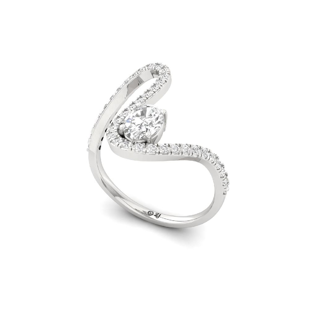 0.50Ct Lab Grown Oval & Round Diamond  Ring 