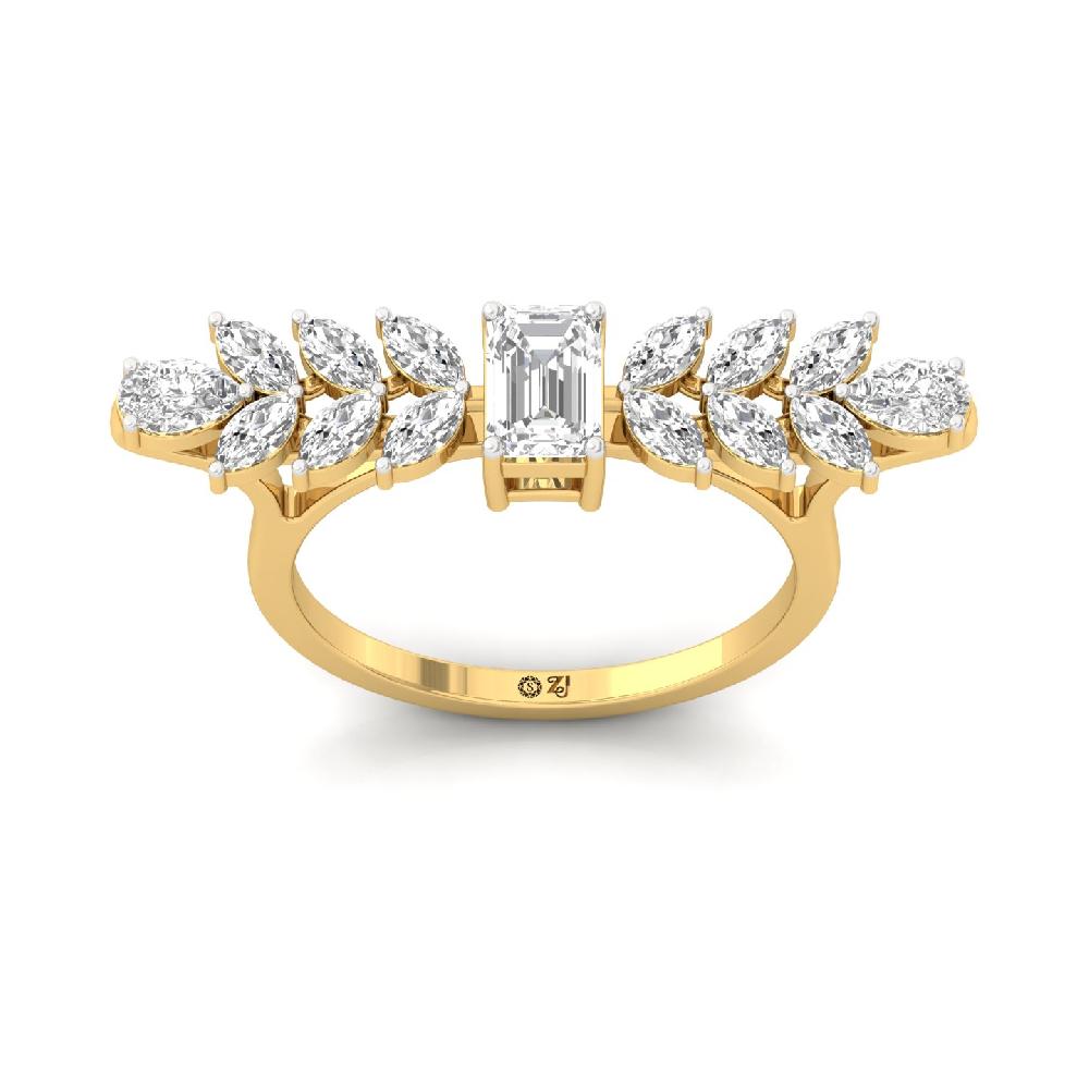 Lab Grown Diamond Marquise & Emerald Designer Ring