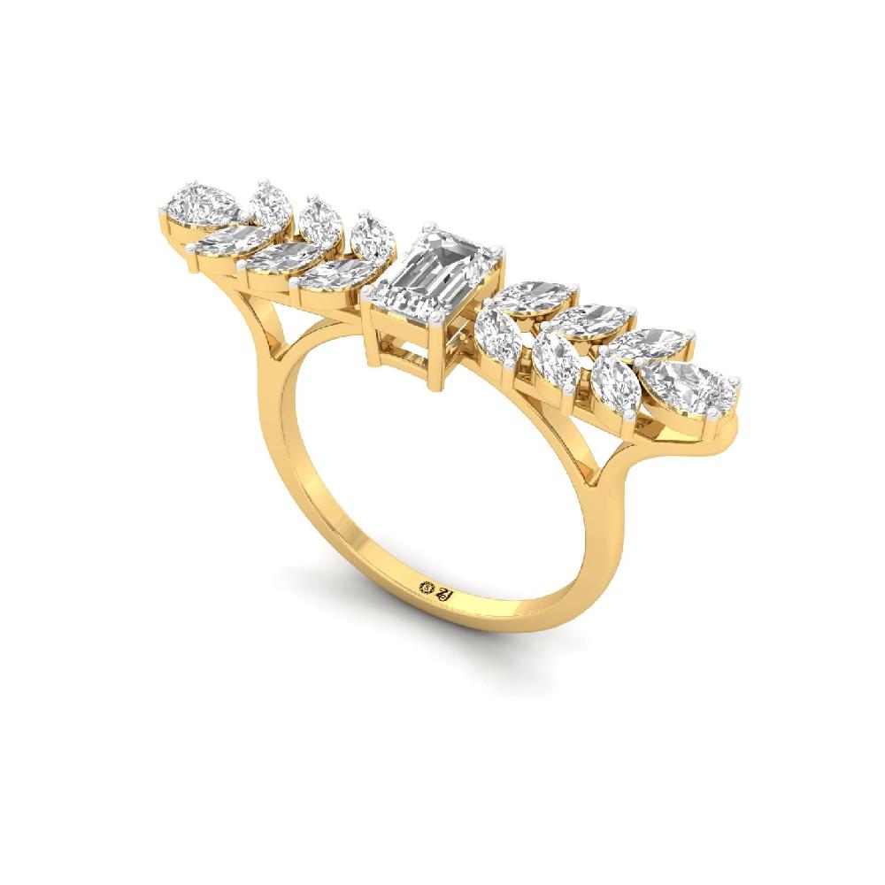 Lab Grown Diamond Marquise & Emerald Designer Ring