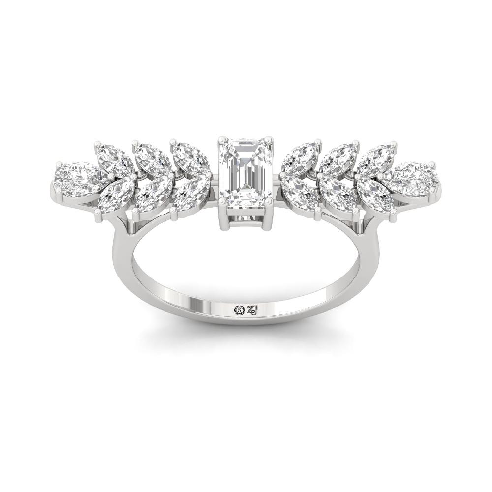 Lab Grown Diamond Marquise & Emerald Designer Ring