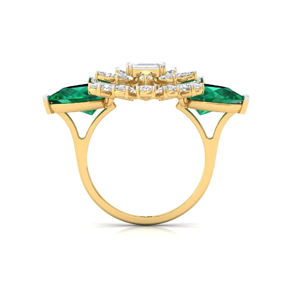  Lab Grown CVD Diamond & Emerald Cocktail Ring