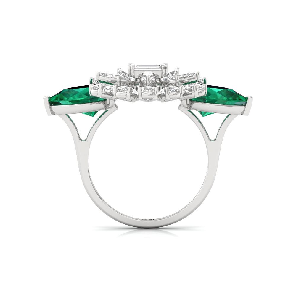  Lab Grown CVD Diamond & Emerald Cocktail Ring