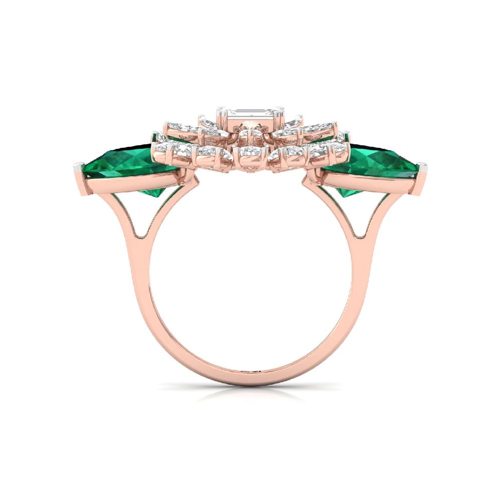  Lab Grown CVD Diamond & Emerald Cocktail Ring