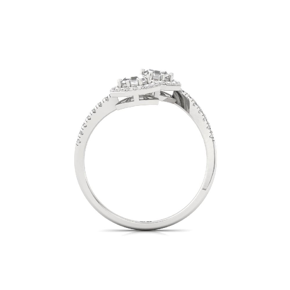 Twin Octagon Cut Lab Grown Diamond Ring Round Accents