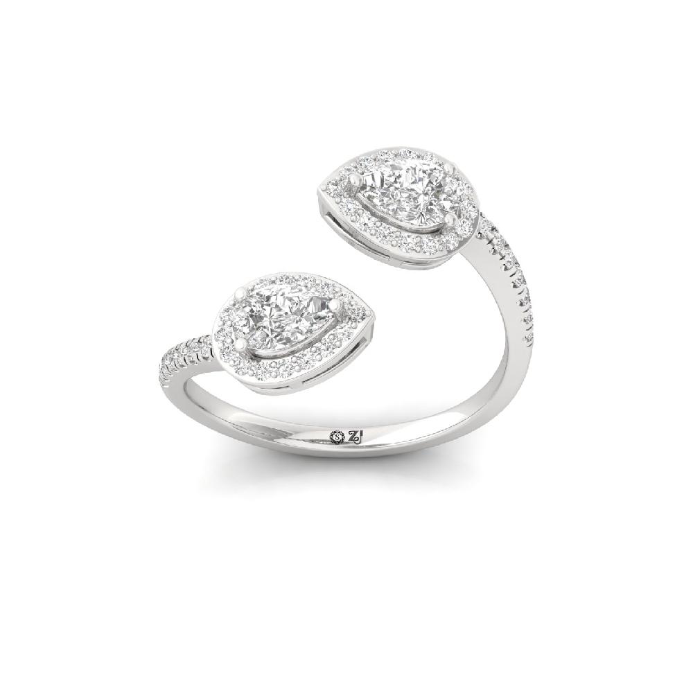 Twin Pear Cut CVD Diamond Ring with Round Accents