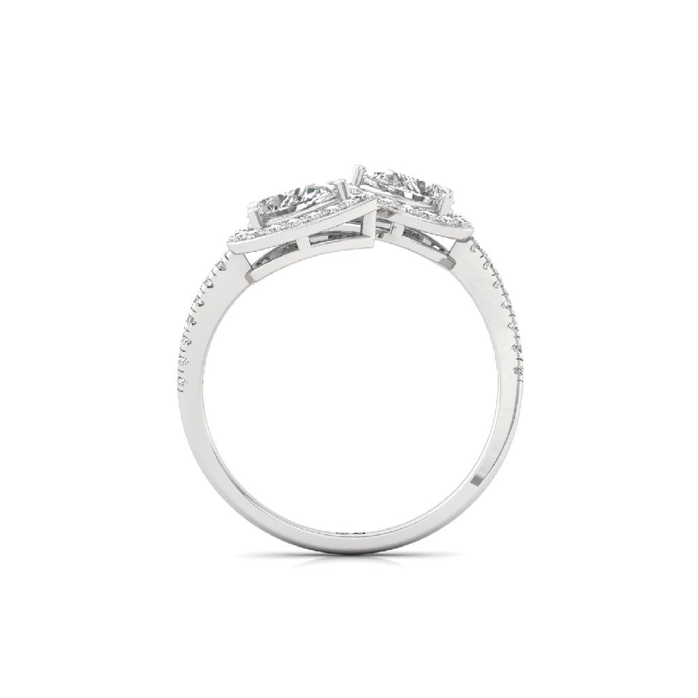 Twin Pear Cut CVD Diamond Ring with Round Accents