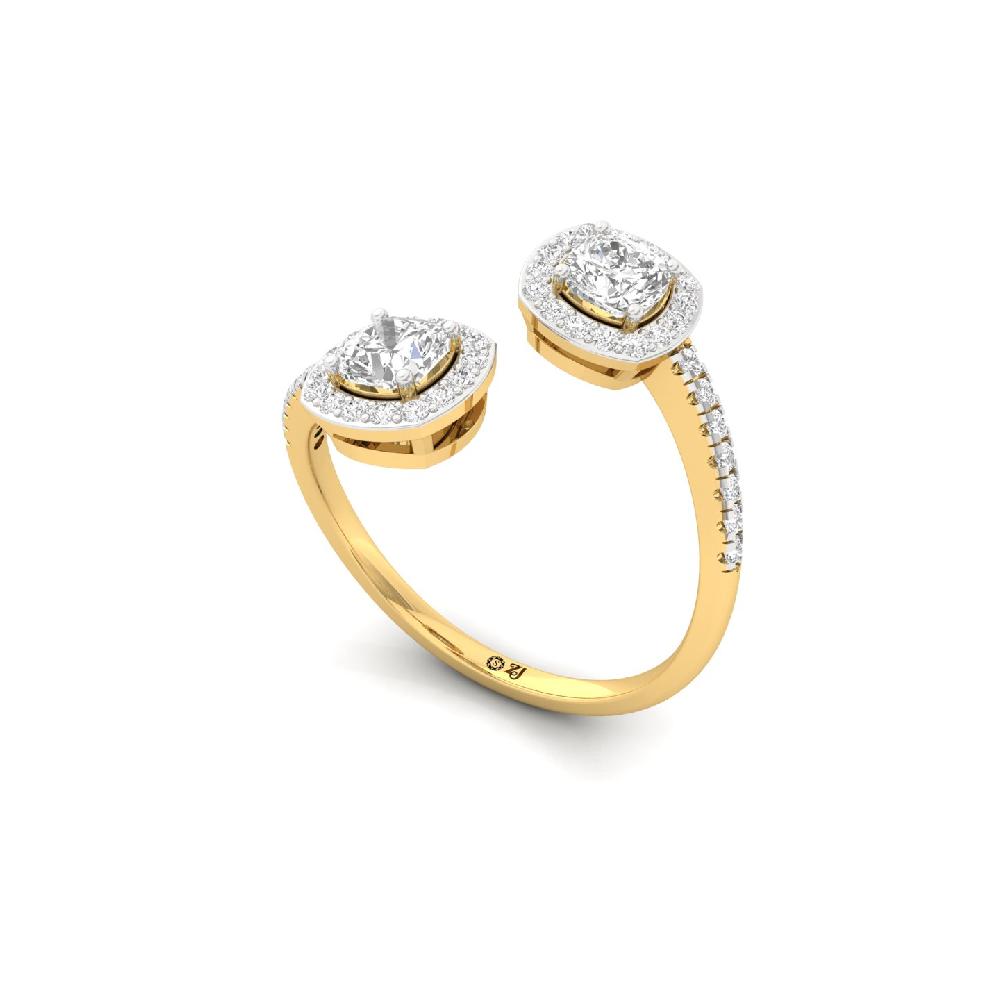 Cushion Pair  cvd Diamond Ring with Round Accents