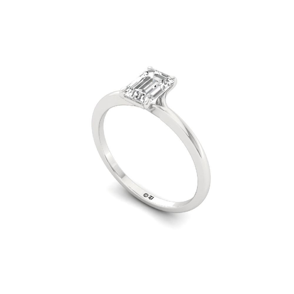 0.76ct Emerald Cut Solitaire CVD Diamond Ring