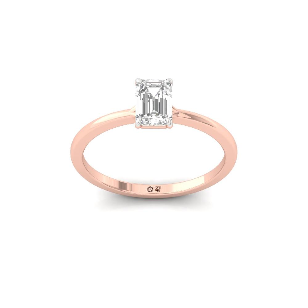 0.76ct Emerald Cut Solitaire CVD Diamond Ring