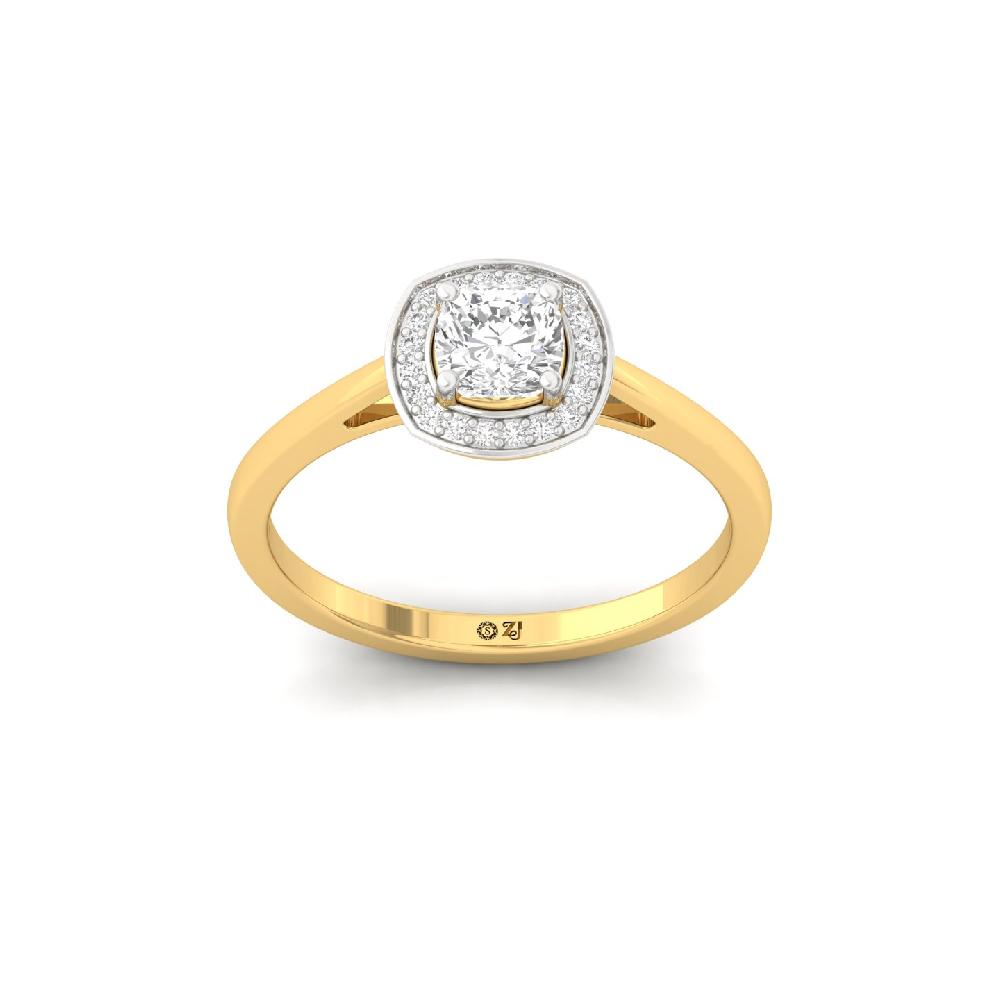 Cushion Elegance CVD Diamond Ring with Pave Halo
