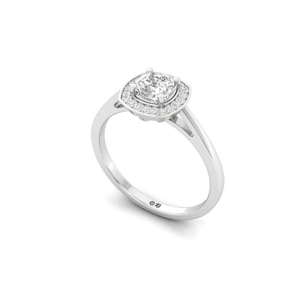 Cushion Elegance CVD Diamond Ring with Pave Halo