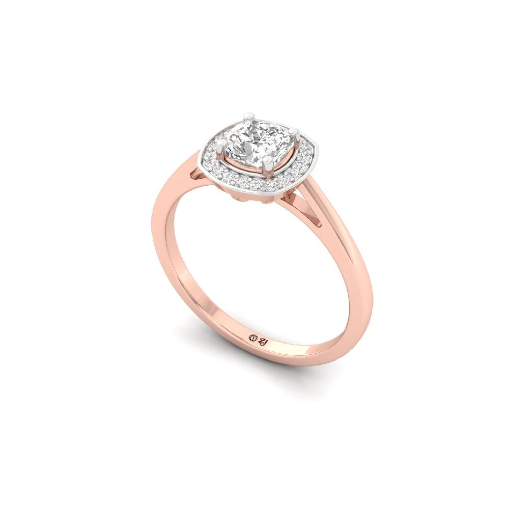 Cushion Elegance CVD Diamond Ring with Pave Halo