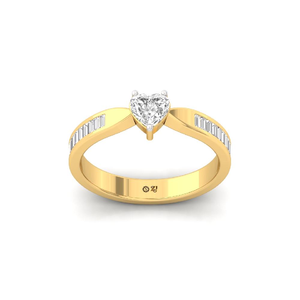 Enchanted Heart CVD Diamond Ring with Baguette Halo