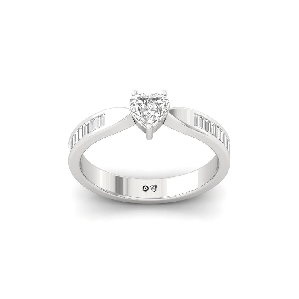 Enchanted Heart CVD Diamond Ring with Baguette Halo