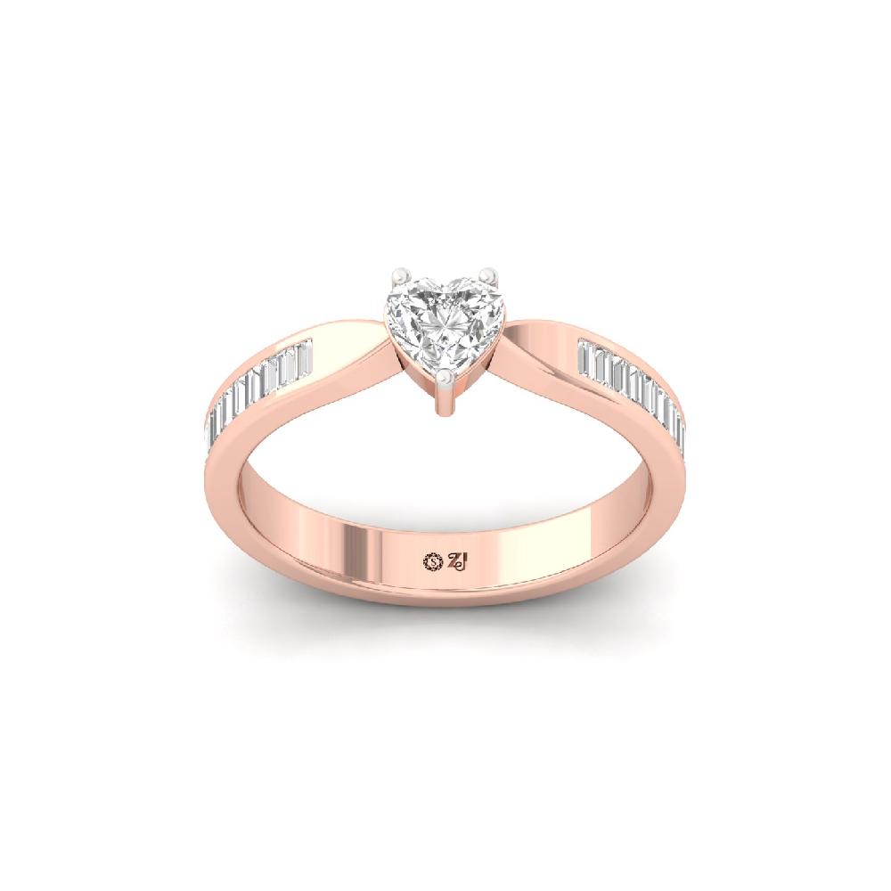 Enchanted Heart CVD Diamond Ring with Baguette Halo