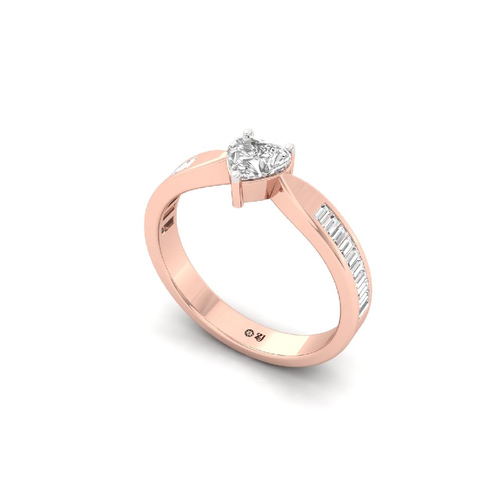 Enchanted Heart CVD Diamond Ring with Baguette Halo