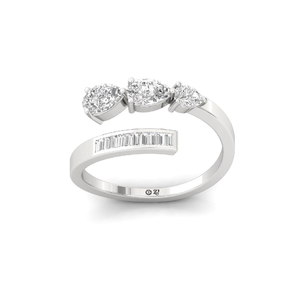 Artisan Pear & Baguette CVD Diamond Cluster Ring