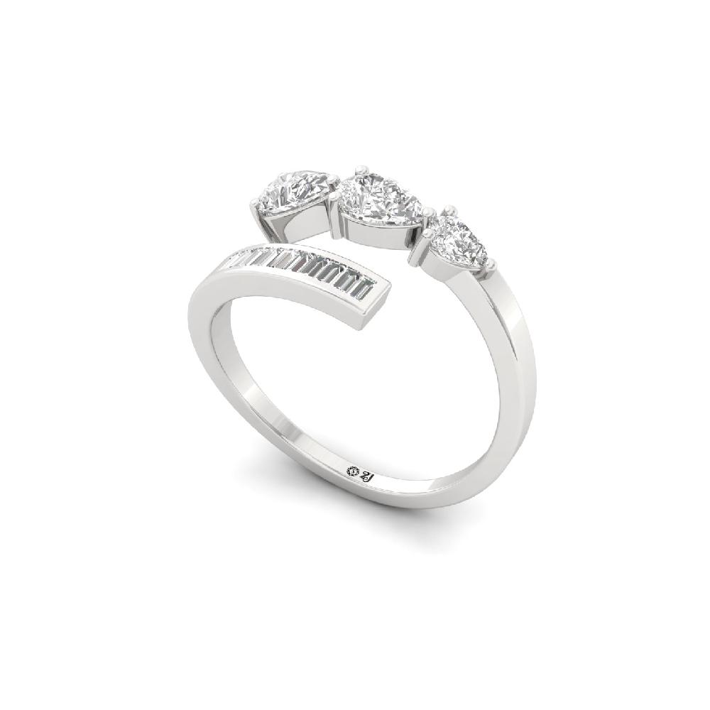 Artisan Pear & Baguette CVD Diamond Cluster Ring
