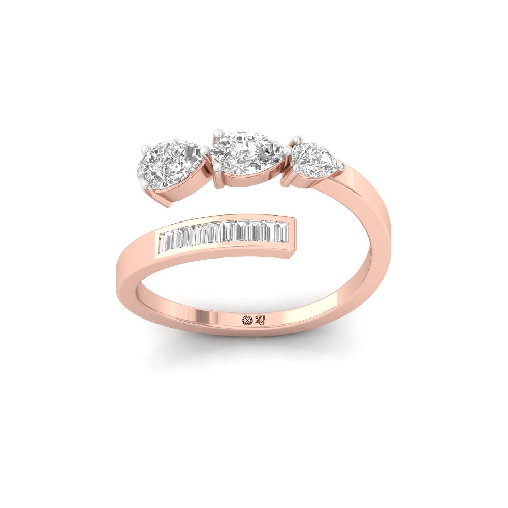 Artisan Pear & Baguette CVD Diamond Cluster Ring