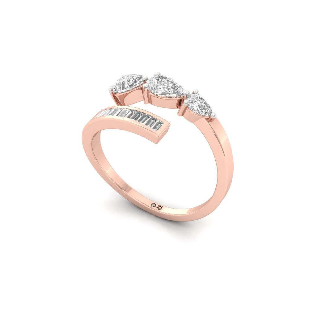 Artisan Pear & Baguette CVD Diamond Cluster Ring