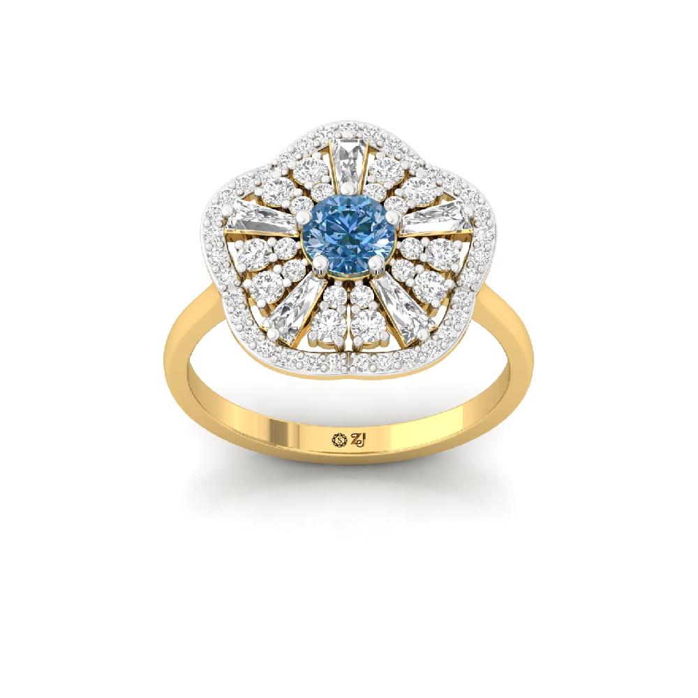Luxe Baguette & Round CVD Diamond Ring