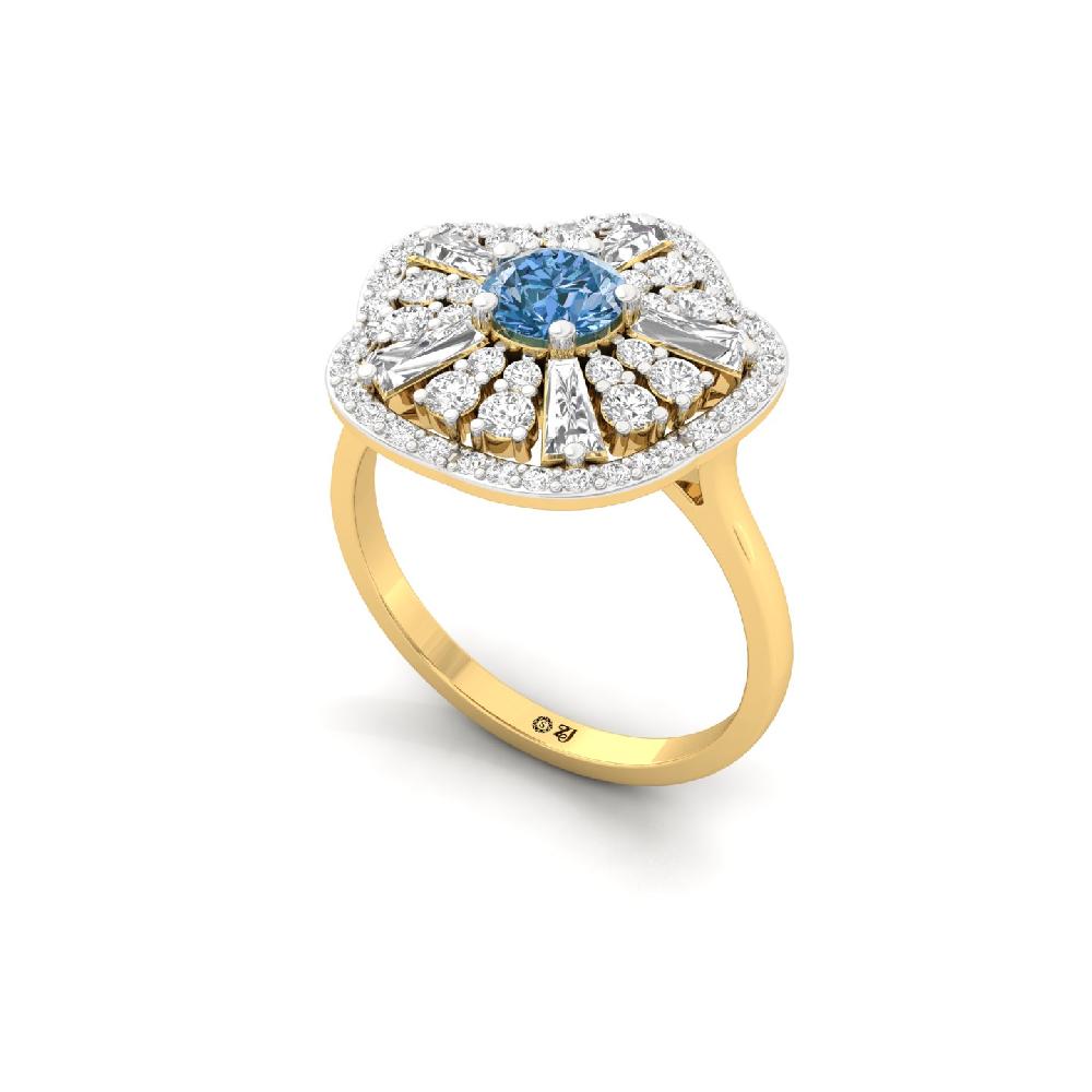 Luxe Baguette & Round CVD Diamond Ring