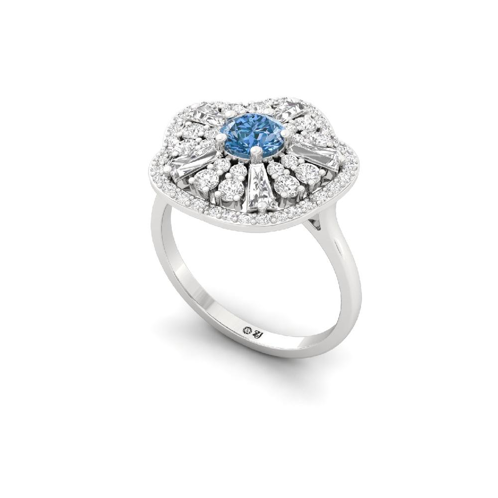 Luxe Baguette & Round CVD Diamond Ring