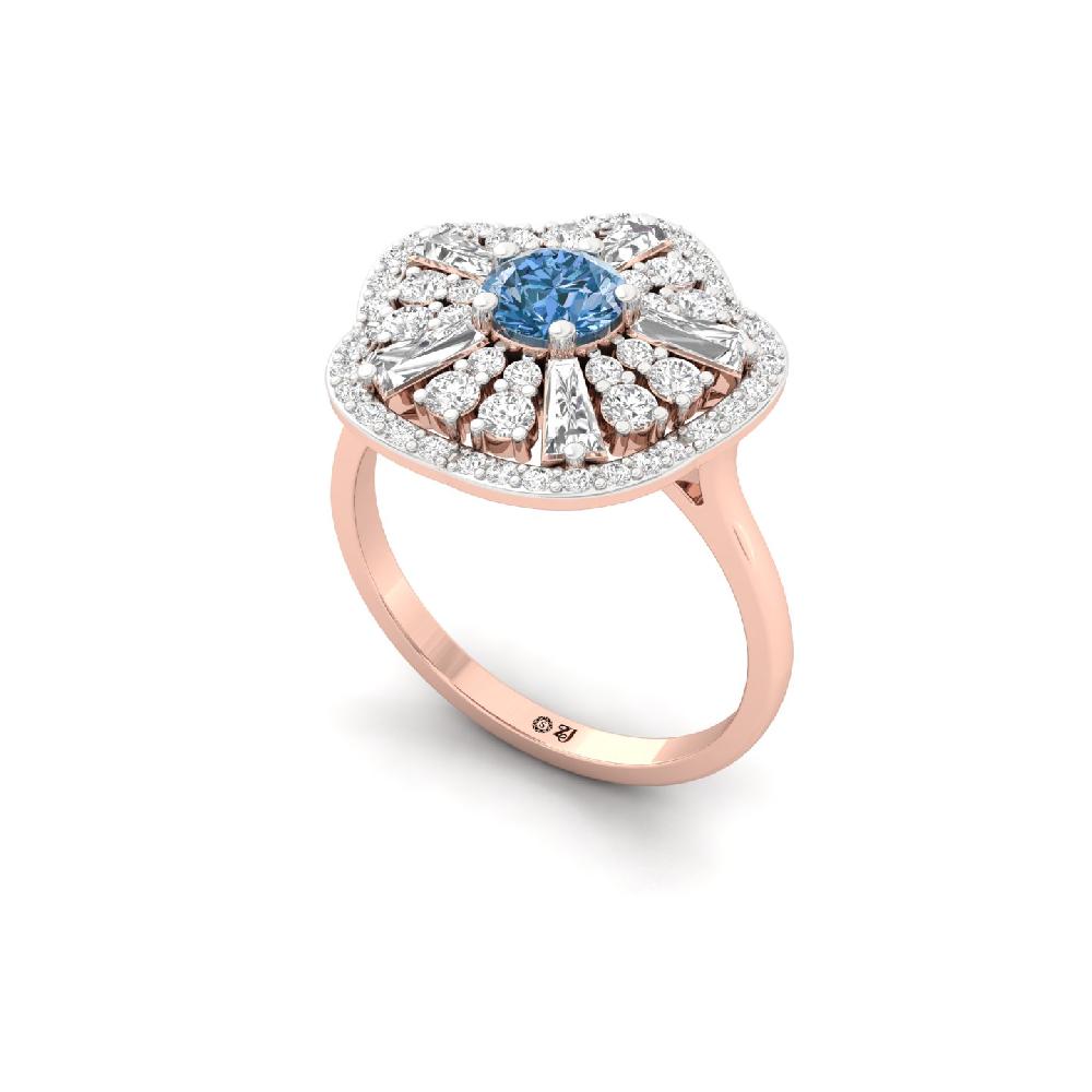 Luxe Baguette & Round CVD Diamond Ring