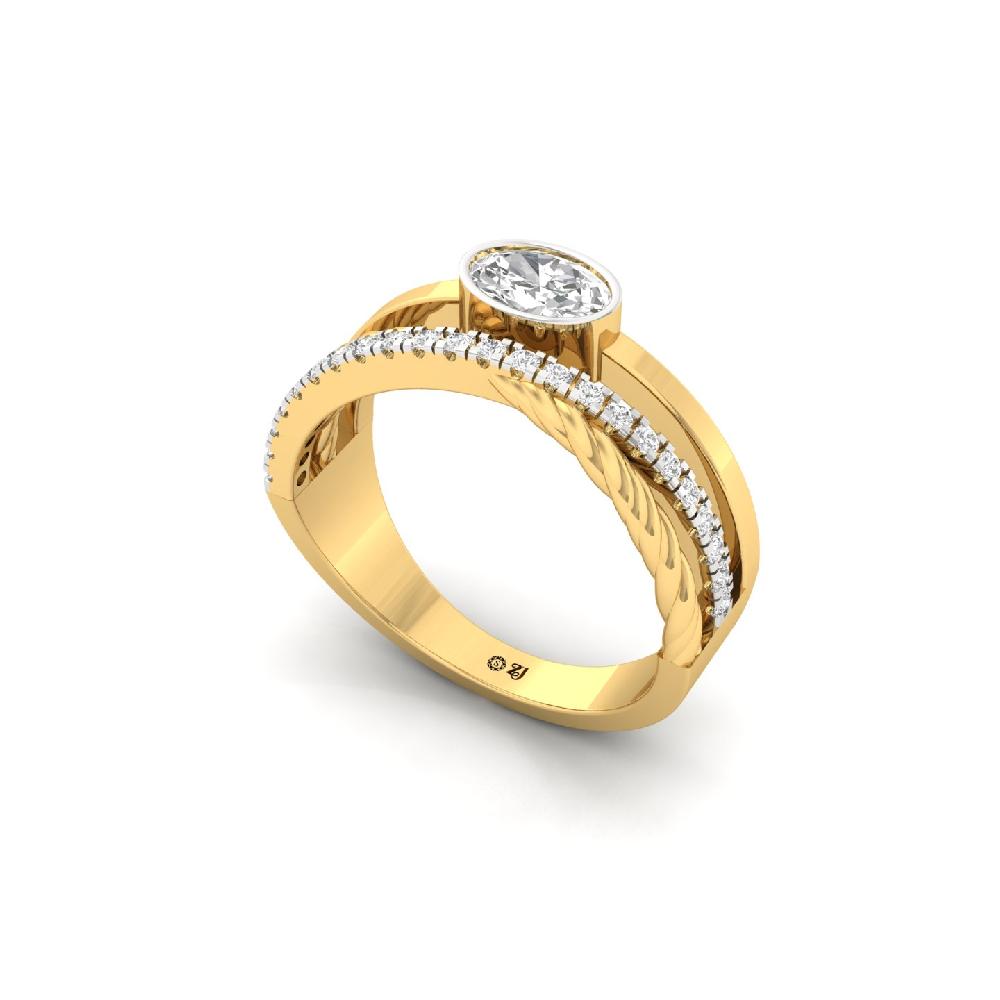 Oval Elegance CVD Diamond Ring with Pav? Band