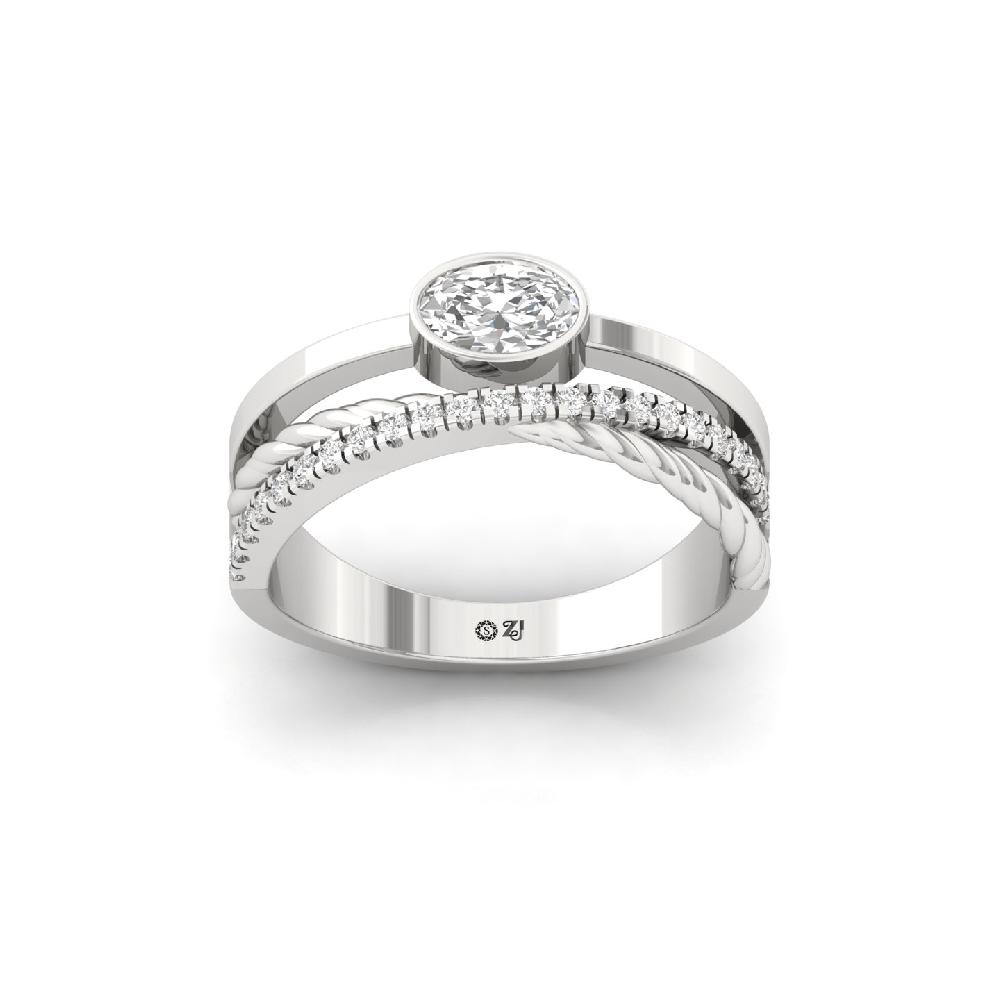Oval Elegance CVD Diamond Ring with Pav? Band