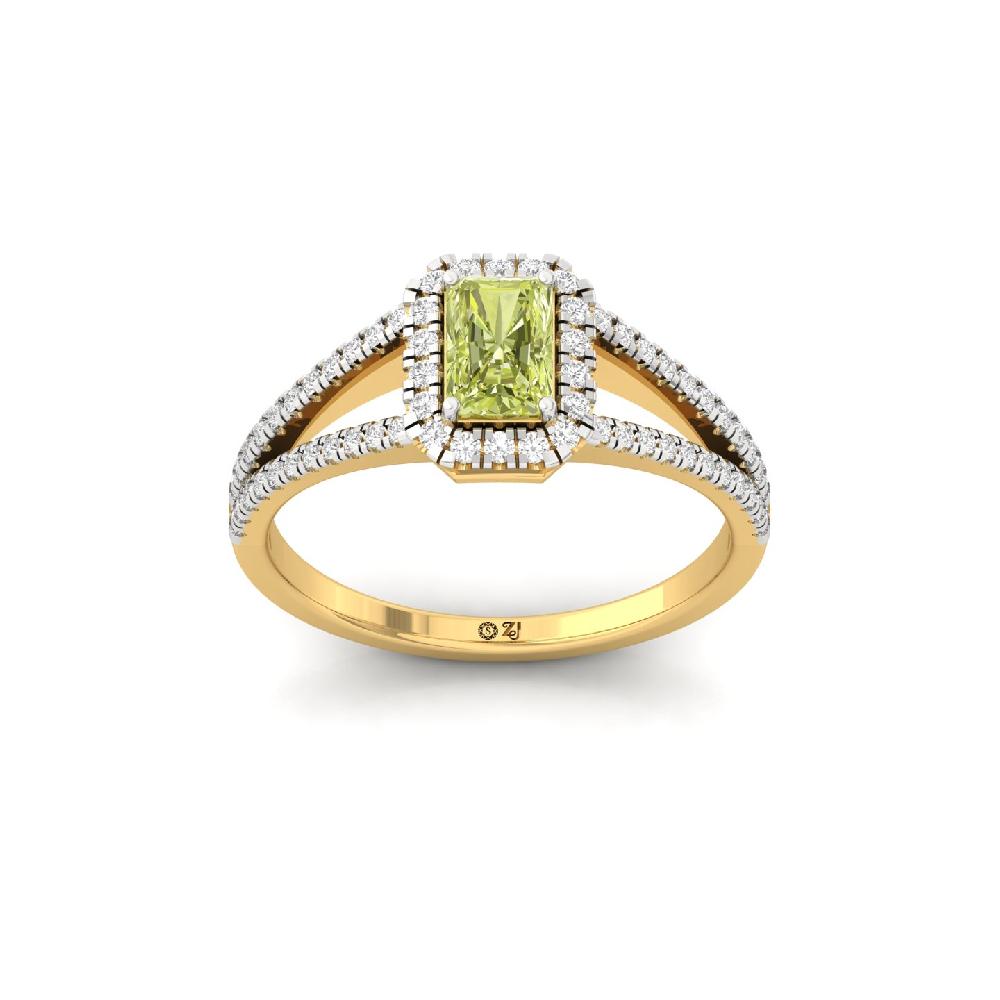 Radiant yellow sapphire engagement ring   Lab Grown Diamond Ring