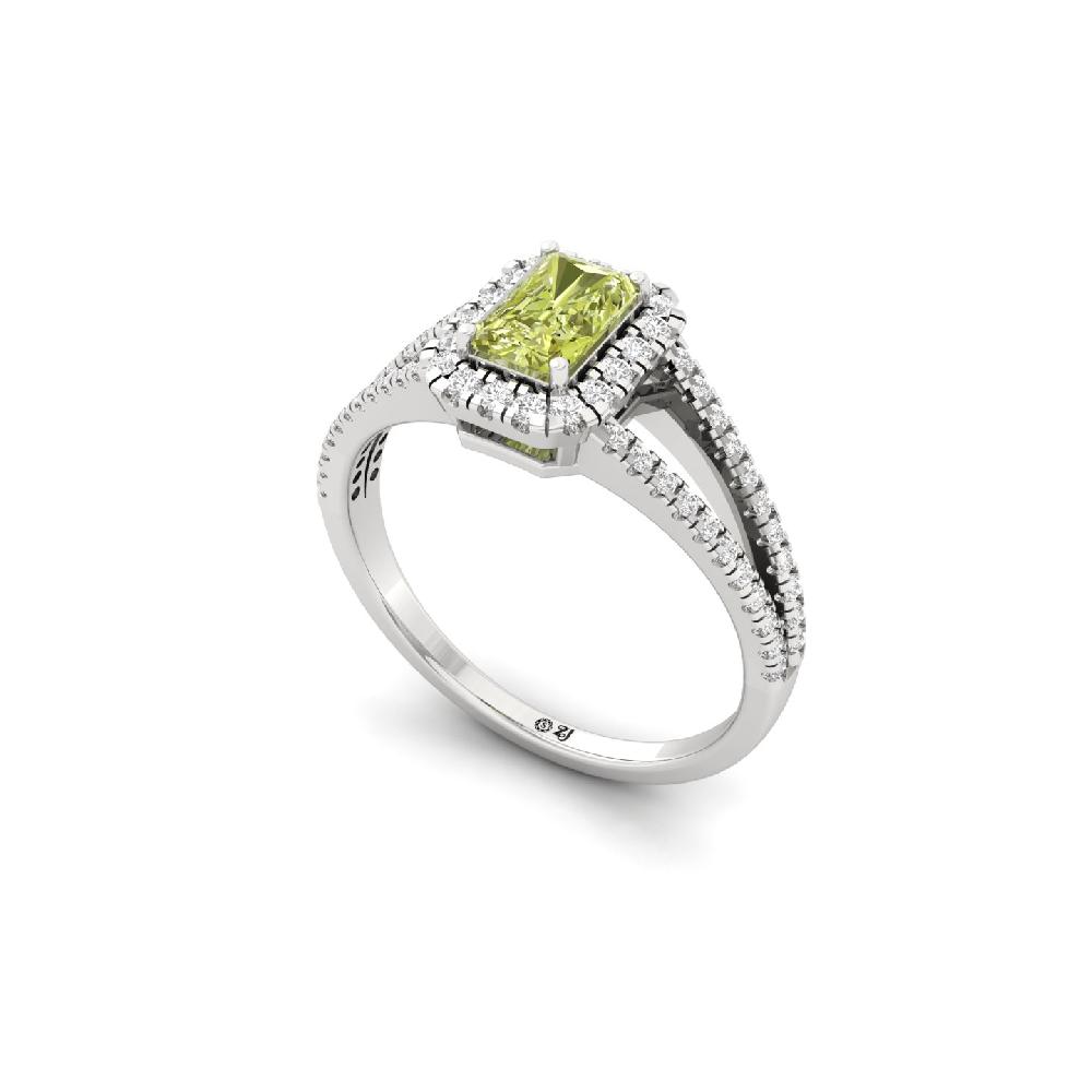 Radiant yellow sapphire engagement ring   Lab Grown Diamond Ring