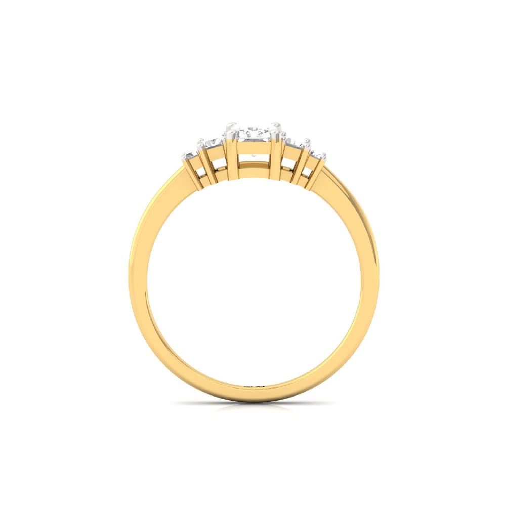 Radiant Elegance Ring with Center & Baguette Accents CVD Diamond Ring