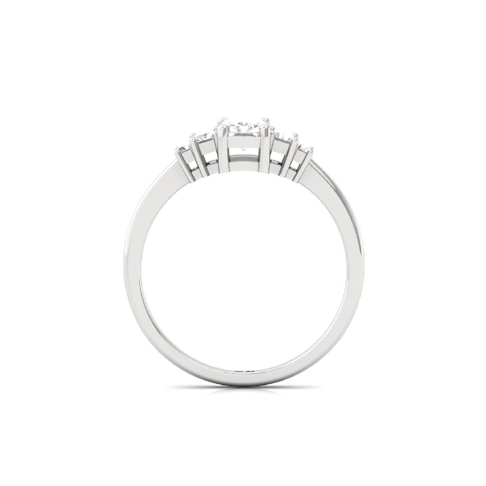 Radiant Elegance Ring with Center & Baguette Accents CVD Diamond Ring