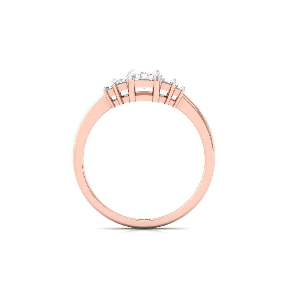 Radiant Elegance Ring with Center & Baguette Accents CVD Diamond Ring