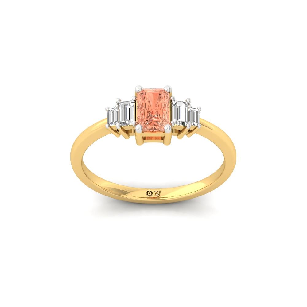 Radiant Spark CVD Diamond Ring with  Centerpiece Designer Womens Gold Ring