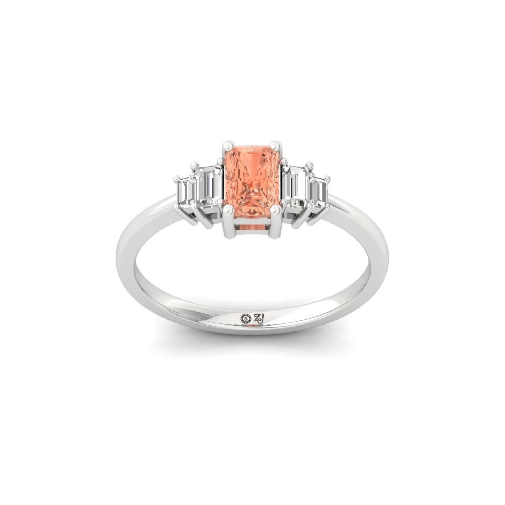 Radiant Spark CVD Diamond Ring with  Centerpiece Designer Womens Gold Ring