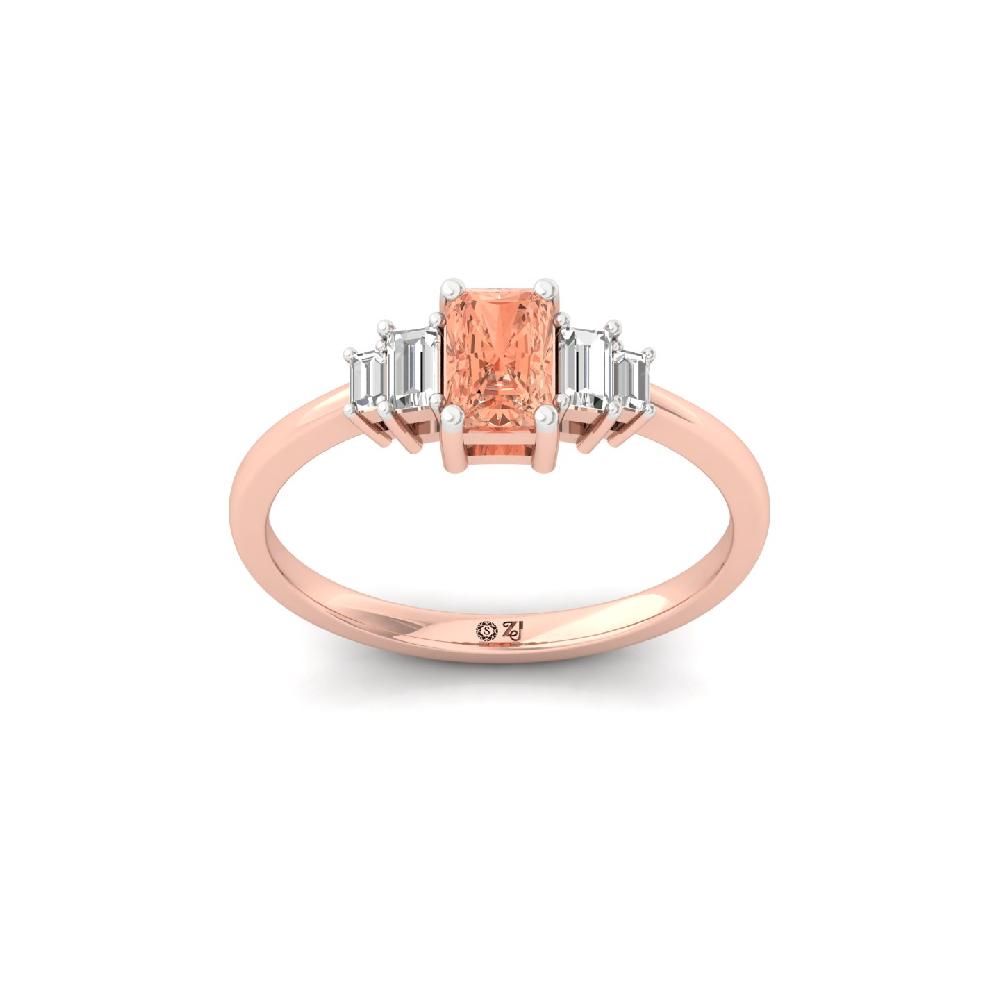 Radiant Spark CVD Diamond Ring with  Centerpiece Designer Womens Gold Ring