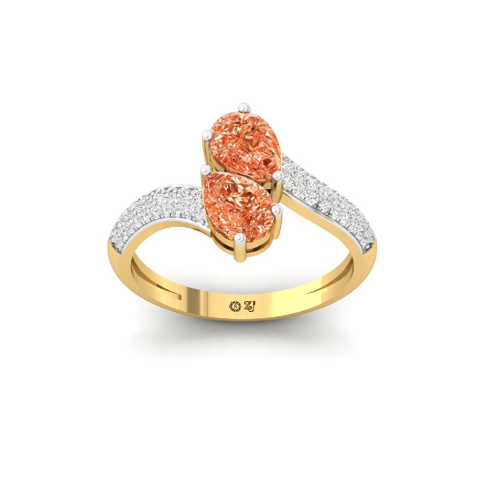 Pear Cut Duo Lab Grown Diamond Women Ring 