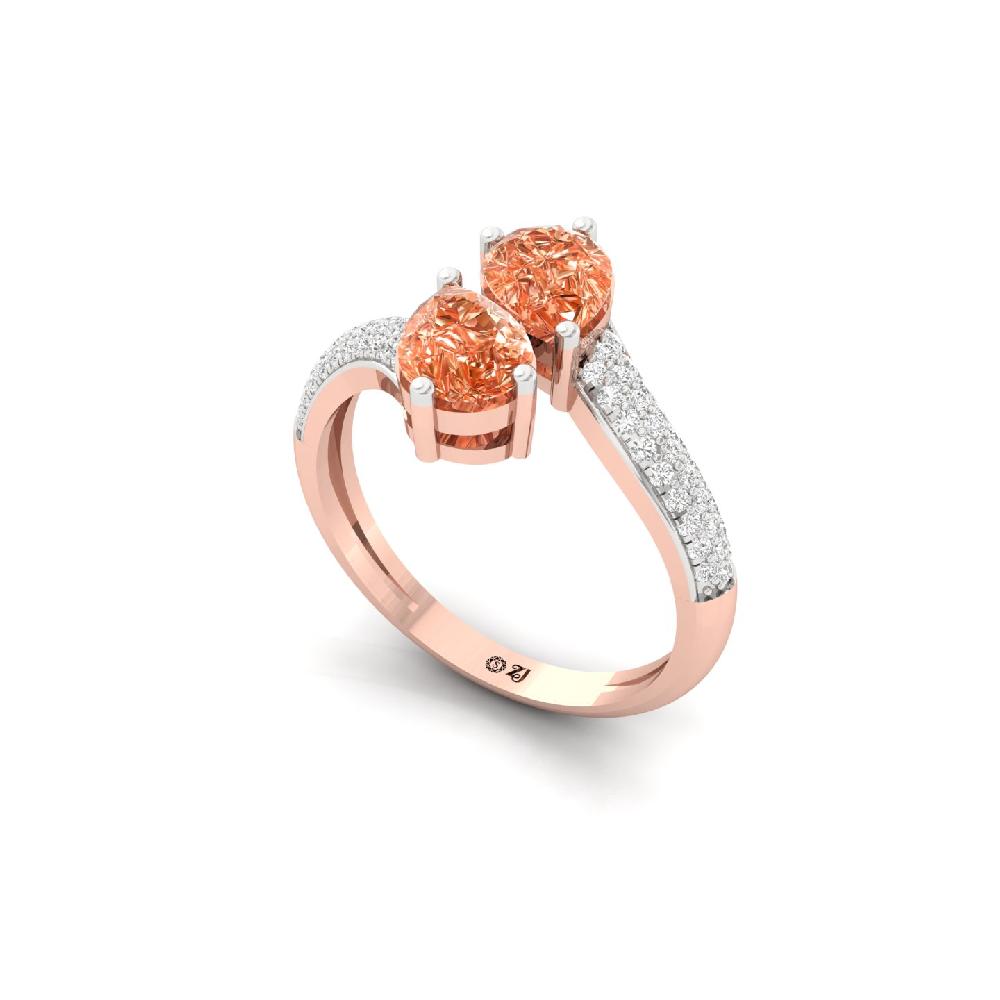 Pear Cut Duo Lab Grown Diamond Women Ring 