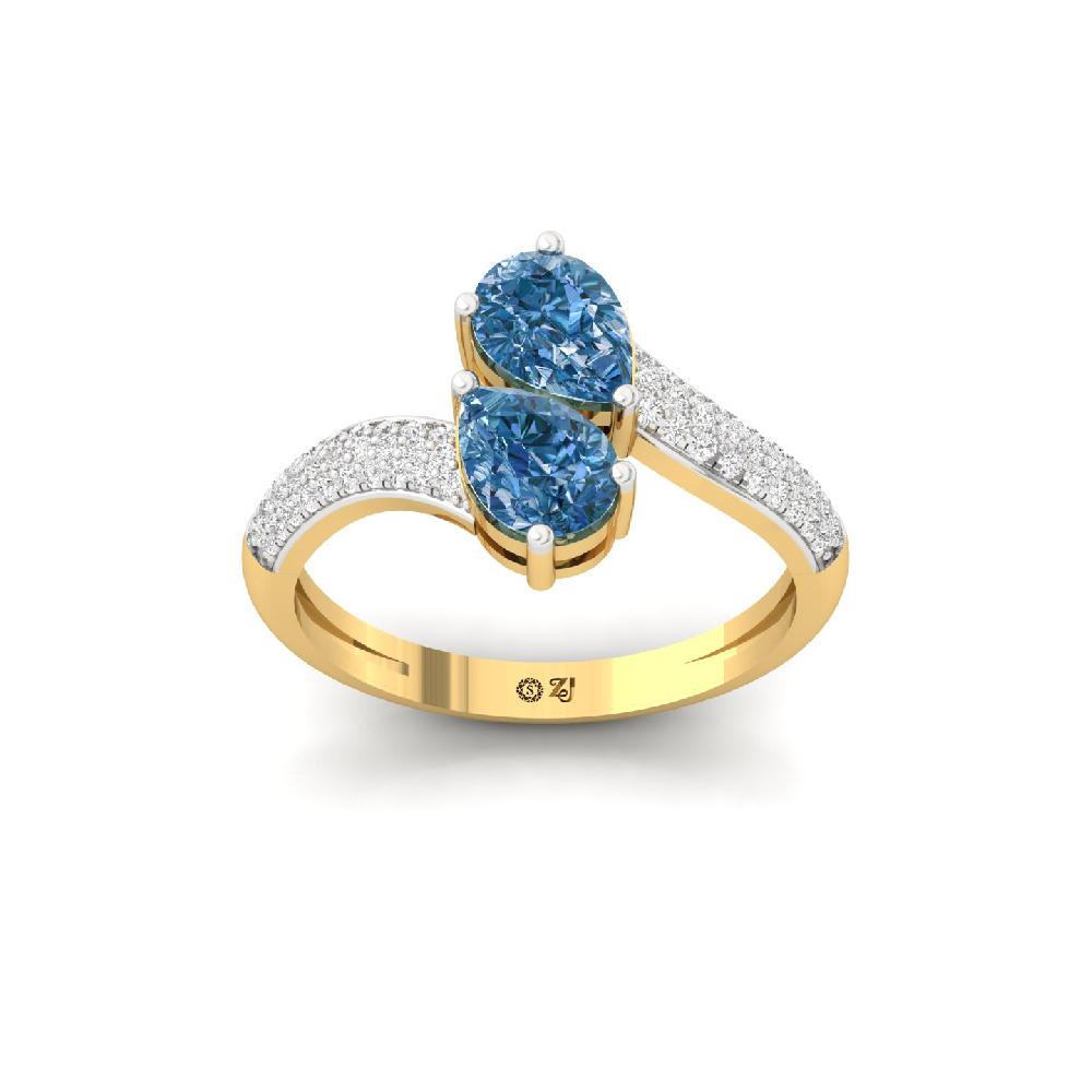 Pear Blue Cut Duo Lab Grown Diamond Ring