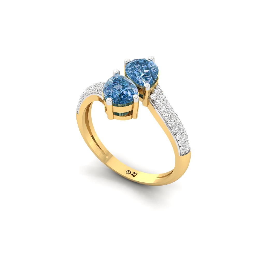 Pear Blue Cut Duo Lab Grown Diamond Ring