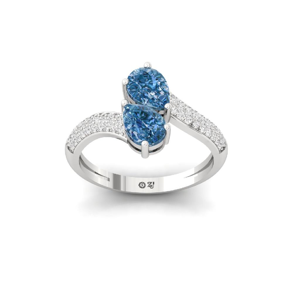 Pear Blue Cut Duo Lab Grown Diamond Ring