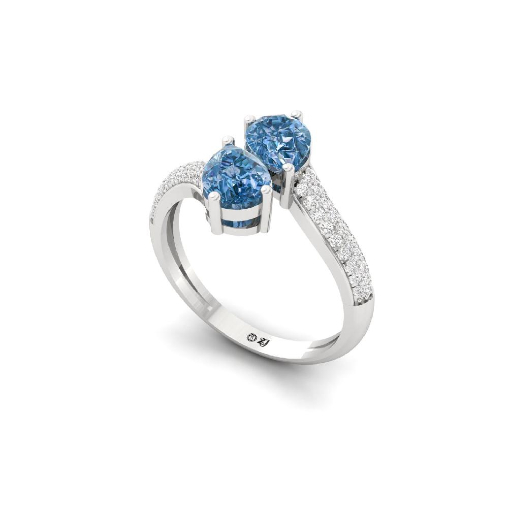Pear Blue Cut Duo Lab Grown Diamond Ring