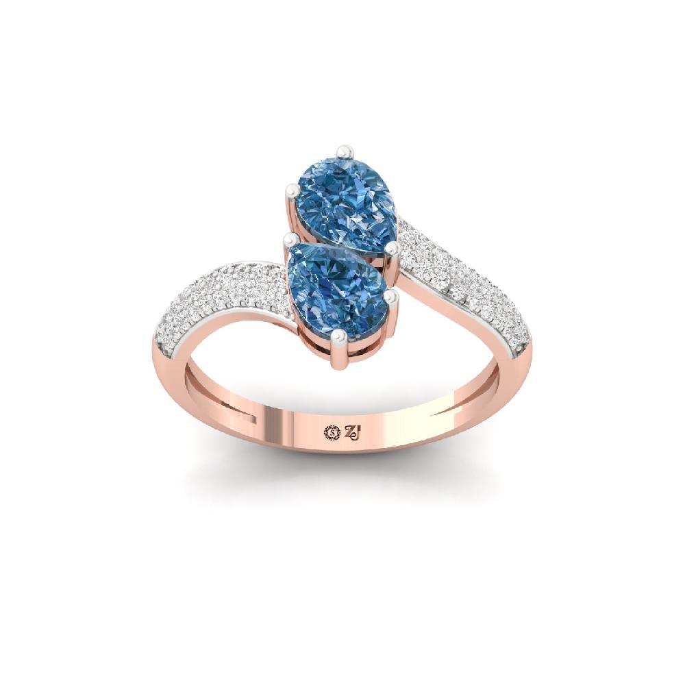 Pear Blue Cut Duo Lab Grown Diamond Ring