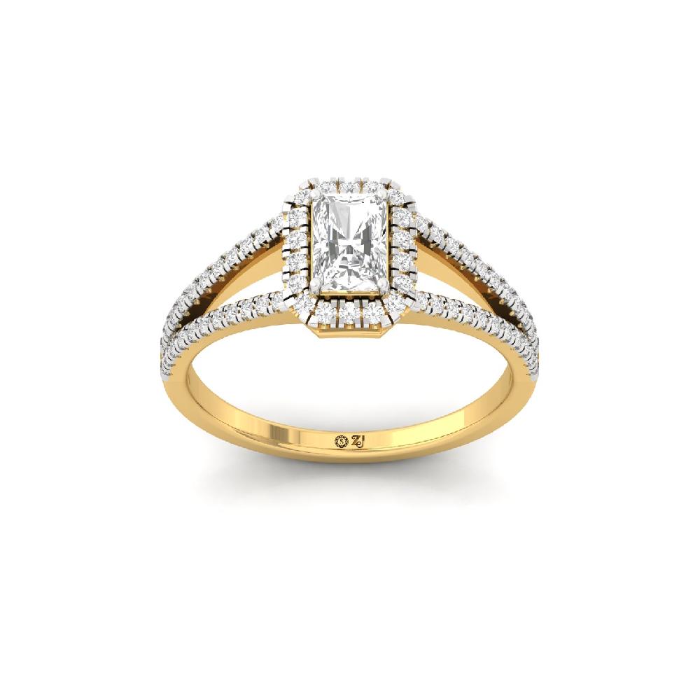 Radiant Cut  Halo  Solitaire Lab Grown  Diamond Ring