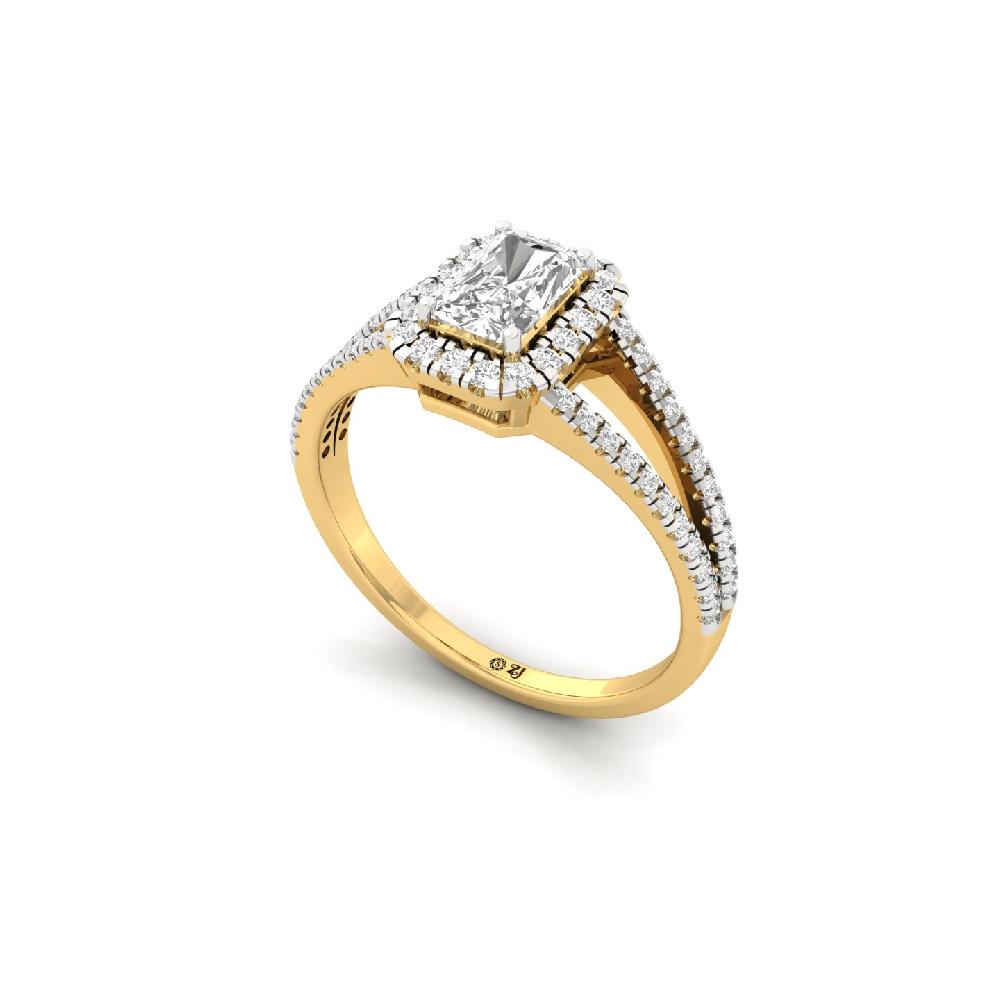 Radiant Cut  Halo  Solitaire Lab Grown  Diamond Ring