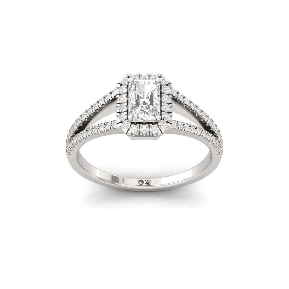 Radiant Cut  Halo  Solitaire Lab Grown  Diamond Ring