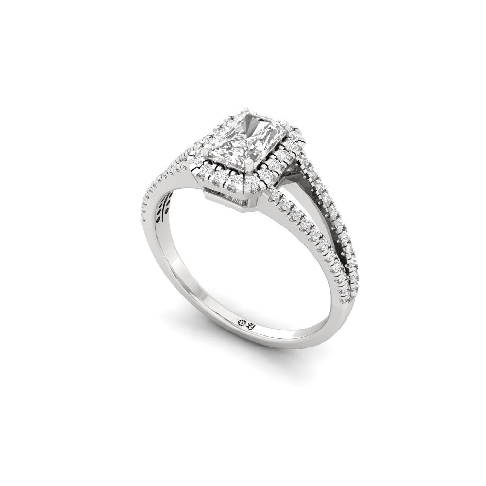 Radiant Cut  Halo  Solitaire Lab Grown  Diamond Ring