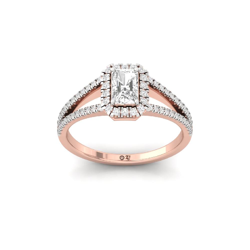 Radiant Cut  Halo  Solitaire Lab Grown  Diamond Ring